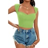 image:imageLYANER Womens Square Neck Ribbed Knit Sleeveless Slim Fit Solid Crop Top ShirtGrass Green