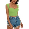 image:imageLYANER Womens Square Neck Ribbed Knit Sleeveless Slim Fit Solid Crop Top ShirtGrass Green