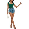 image:imageLYANER Womens Square Neck Ribbed Knit Sleeveless Slim Fit Solid Crop Top ShirtGreen