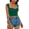 image:imageLYANER Womens Square Neck Ribbed Knit Sleeveless Slim Fit Solid Crop Top ShirtGreen