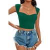 image:imageLYANER Womens Square Neck Ribbed Knit Sleeveless Slim Fit Solid Crop Top ShirtGreen