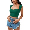 image:imageLYANER Womens Square Neck Ribbed Knit Sleeveless Slim Fit Solid Crop Top ShirtGreen