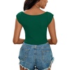 image:imageLYANER Womens Square Neck Ribbed Knit Sleeveless Slim Fit Solid Crop Top ShirtGreen