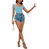 image:imageLYANER Womens Square Neck Ribbed Knit Sleeveless Slim Fit Solid Crop Top ShirtLight Blue