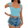 image:imageLYANER Womens Square Neck Ribbed Knit Sleeveless Slim Fit Solid Crop Top ShirtLight Blue
