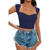 image:imageLYANER Womens Square Neck Ribbed Knit Sleeveless Slim Fit Solid Crop Top ShirtNavy Blue