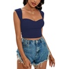 image:imageLYANER Womens Square Neck Ribbed Knit Sleeveless Slim Fit Solid Crop Top ShirtNavy Blue