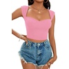 image:imageLYANER Womens Square Neck Ribbed Knit Sleeveless Slim Fit Solid Crop Top ShirtPink