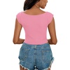image:imageLYANER Womens Square Neck Ribbed Knit Sleeveless Slim Fit Solid Crop Top ShirtPink