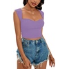 image:imageLYANER Womens Square Neck Ribbed Knit Sleeveless Slim Fit Solid Crop Top ShirtPurple