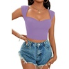 image:imageLYANER Womens Square Neck Ribbed Knit Sleeveless Slim Fit Solid Crop Top ShirtPurple