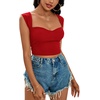 image:imageLYANER Womens Square Neck Ribbed Knit Sleeveless Slim Fit Solid Crop Top ShirtRed