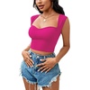 image:imageLYANER Womens Square Neck Ribbed Knit Sleeveless Slim Fit Solid Crop Top ShirtRose