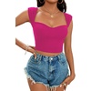 image:imageLYANER Womens Square Neck Ribbed Knit Sleeveless Slim Fit Solid Crop Top ShirtRose