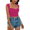 image:imageLYANER Womens Square Neck Ribbed Knit Sleeveless Slim Fit Solid Crop Top ShirtRose