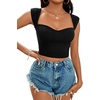 image:imageLYANER Womens Square Neck Ribbed Knit Sleeveless Slim Fit Solid Crop Top ShirtSolid Black