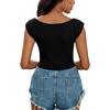 image:imageLYANER Womens Square Neck Ribbed Knit Sleeveless Slim Fit Solid Crop Top ShirtSolid Black