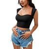 image:imageLYANER Womens Square Neck Ribbed Knit Sleeveless Slim Fit Solid Crop Top ShirtSolid Black