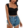image:imageLYANER Womens Square Neck Ribbed Knit Sleeveless Slim Fit Solid Crop Top ShirtSolid Black