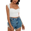 image:imageLYANER Womens Square Neck Ribbed Knit Sleeveless Slim Fit Solid Crop Top ShirtSolid White