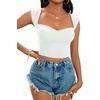 image:imageLYANER Womens Square Neck Ribbed Knit Sleeveless Slim Fit Solid Crop Top ShirtSolid White