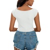 image:imageLYANER Womens Square Neck Ribbed Knit Sleeveless Slim Fit Solid Crop Top ShirtSolid White