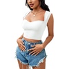 image:imageLYANER Womens Square Neck Ribbed Knit Sleeveless Slim Fit Solid Crop Top ShirtSolid White