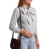 image:imageLYANER Womens Striped Button Down Shirts Bow Tie Neck Elegant Long Sleeve Blouse Casual TopsBlack