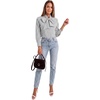 image:imageLYANER Womens Striped Button Down Shirts Bow Tie Neck Elegant Long Sleeve Blouse Casual TopsBlack