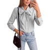 image:imageLYANER Womens Striped Button Down Shirts Bow Tie Neck Elegant Long Sleeve Blouse Casual TopsBlack