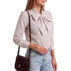 image:imageLYANER Womens Striped Button Down Shirts Bow Tie Neck Elegant Long Sleeve Blouse Casual TopsBrown