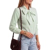 image:imageLYANER Womens Striped Button Down Shirts Bow Tie Neck Elegant Long Sleeve Blouse Casual TopsGrass Green
