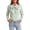 image:imageLYANER Womens Striped Button Down Shirts Bow Tie Neck Elegant Long Sleeve Blouse Casual TopsGrass Green