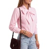 image:imageLYANER Womens Striped Button Down Shirts Bow Tie Neck Elegant Long Sleeve Blouse Casual TopsPink