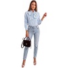 image:imageLYANER Womens Striped Button Down Shirts Bow Tie Neck Elegant Long Sleeve Blouse Casual TopsSky Blue