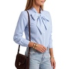 image:imageLYANER Womens Striped Button Down Shirts Vintage Bow Tie Collar Long Sleeve Elegant Blouse Tops Blue XSmall