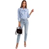 image:imageLYANER Womens Striped Button Down Shirts Vintage Bow Tie Collar Long Sleeve Elegant Blouse Tops Blue XSmall