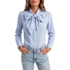 image:imageLYANER Womens Striped Button Down Shirts Vintage Bow Tie Collar Long Sleeve Elegant Blouse Tops Blue XSmall