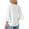 image:imageLYANER Womens Summer Ruffle Blouse V Neck 34 Sleeve Ladies Dressy Casual Victorian Shirt Tops White XLarge