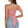 image:imageLYANER Womens Summer Square Neck Spaghetti Strap Wrap Tie Up Back Crop Top Cami BlouseLight Pink