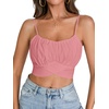 image:imageLYANER Womens Summer Square Neck Spaghetti Strap Wrap Tie Up Back Crop Top Cami BlouseLight Pink