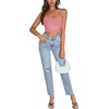 image:imageLYANER Womens Summer Square Neck Spaghetti Strap Wrap Tie Up Back Crop Top Cami BlouseLight Pink