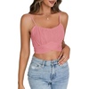image:imageLYANER Womens Summer Square Neck Spaghetti Strap Wrap Tie Up Back Crop Top Cami BlouseLight Pink