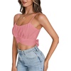 image:imageLYANER Womens Summer Square Neck Spaghetti Strap Wrap Tie Up Back Crop Top Cami BlouseLight Pink
