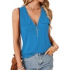 image:imageLYANER Womens Summer Tank Tops Zipper V Neck Sleeveless Casual Shirt Chic BlousesBright Blue