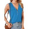 image:imageLYANER Womens Summer Tank Tops Zipper V Neck Sleeveless Casual Shirt Chic BlousesBright Blue