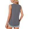 image:imageLYANER Womens Summer Tank Tops Zipper V Neck Sleeveless Casual Shirt Chic BlousesDark Gray