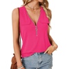 image:imageLYANER Womens Summer Tank Tops Zipper V Neck Sleeveless Casual Shirt Chic BlousesRose