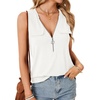 image:imageLYANER Womens Summer Tank Tops Zipper V Neck Sleeveless Casual Shirt Chic BlousesWhite