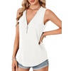 image:imageLYANER Womens Summer Tank Tops Zipper V Neck Sleeveless Casual Shirt Chic BlousesWhite